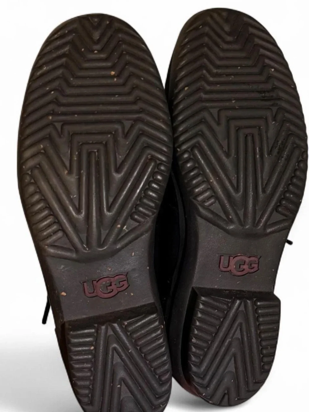 UGG Kesey Black Gray Waterproof Black Leather Gray Wool Boots Women’s Size 7.5